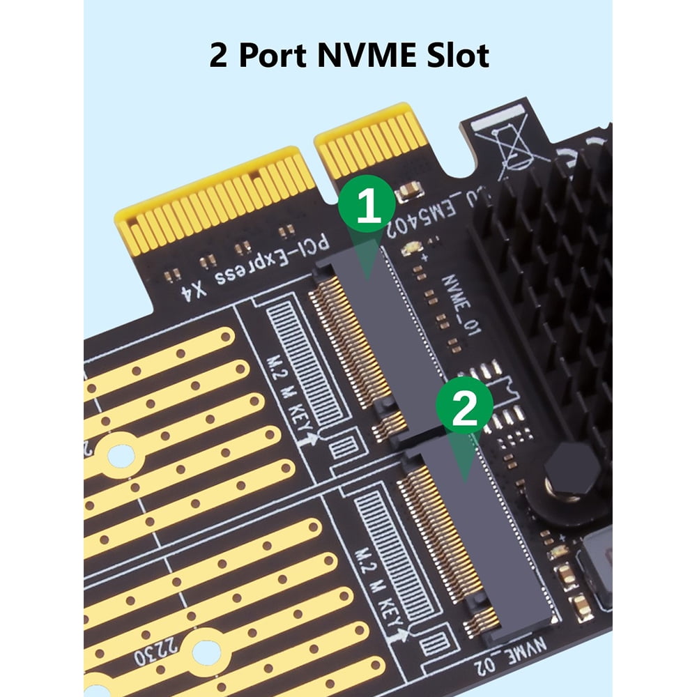M.2 to PCIe NVMe SSD Adapter Card 2242 2260 2280 M2 Drive to Desktop PCI  Express x4 x8 x16 Slot, Includes Brackets - $8.09 - JacobsParts Inc