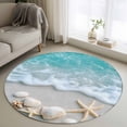 thumbnail image 2 of Non-Slip Rug Pad Rugs Coastal Beach Shell Starfish Round Area Rugs 4Ft Soft Carpet Pads for Living Room Kids Room, Summer Teal Water Ripple, 2 of 9