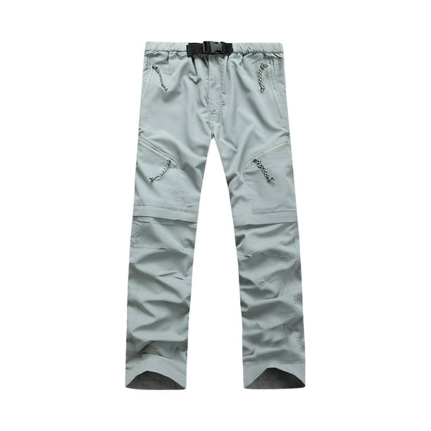 Pantalones desmontables Sonducket para hombre, pantalones cortos de cintura elástica, gris claro, XXL