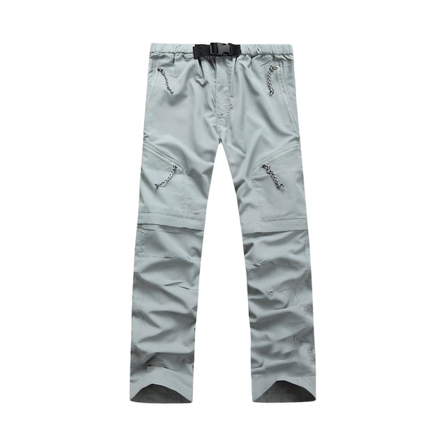 Pantalones de verano Qarigey para hombre con bolsillos laterales secado rápido gris claro