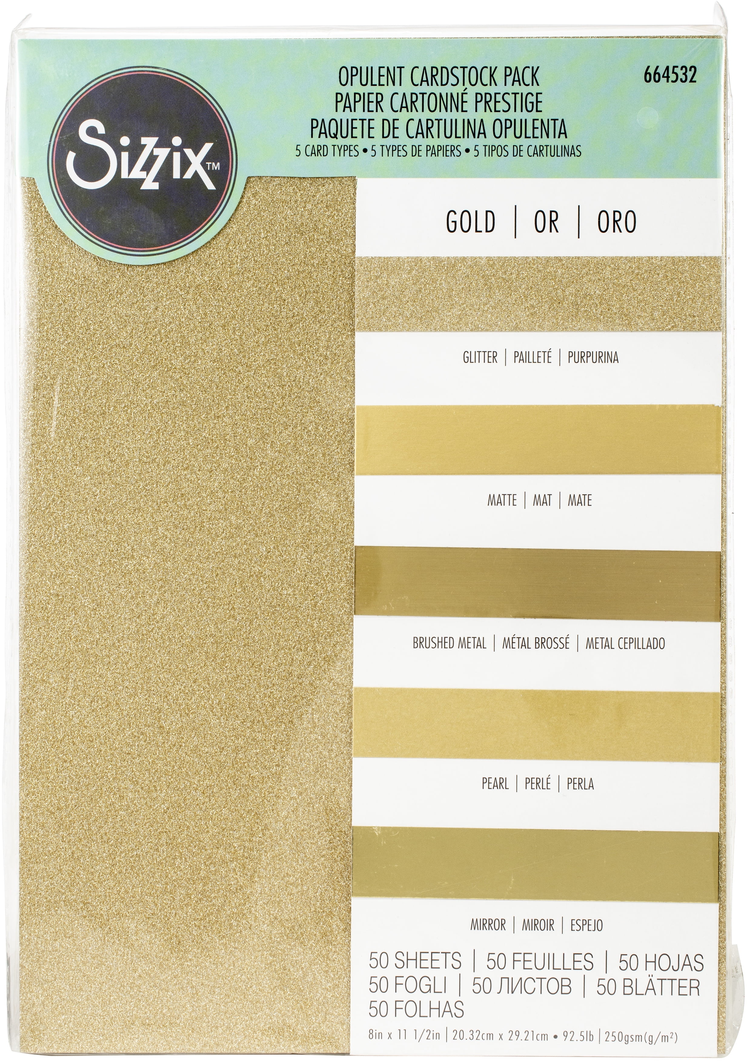 Sizzix Surfacez Opulent Gold Cardstock 50 Sheets Metallic Paper