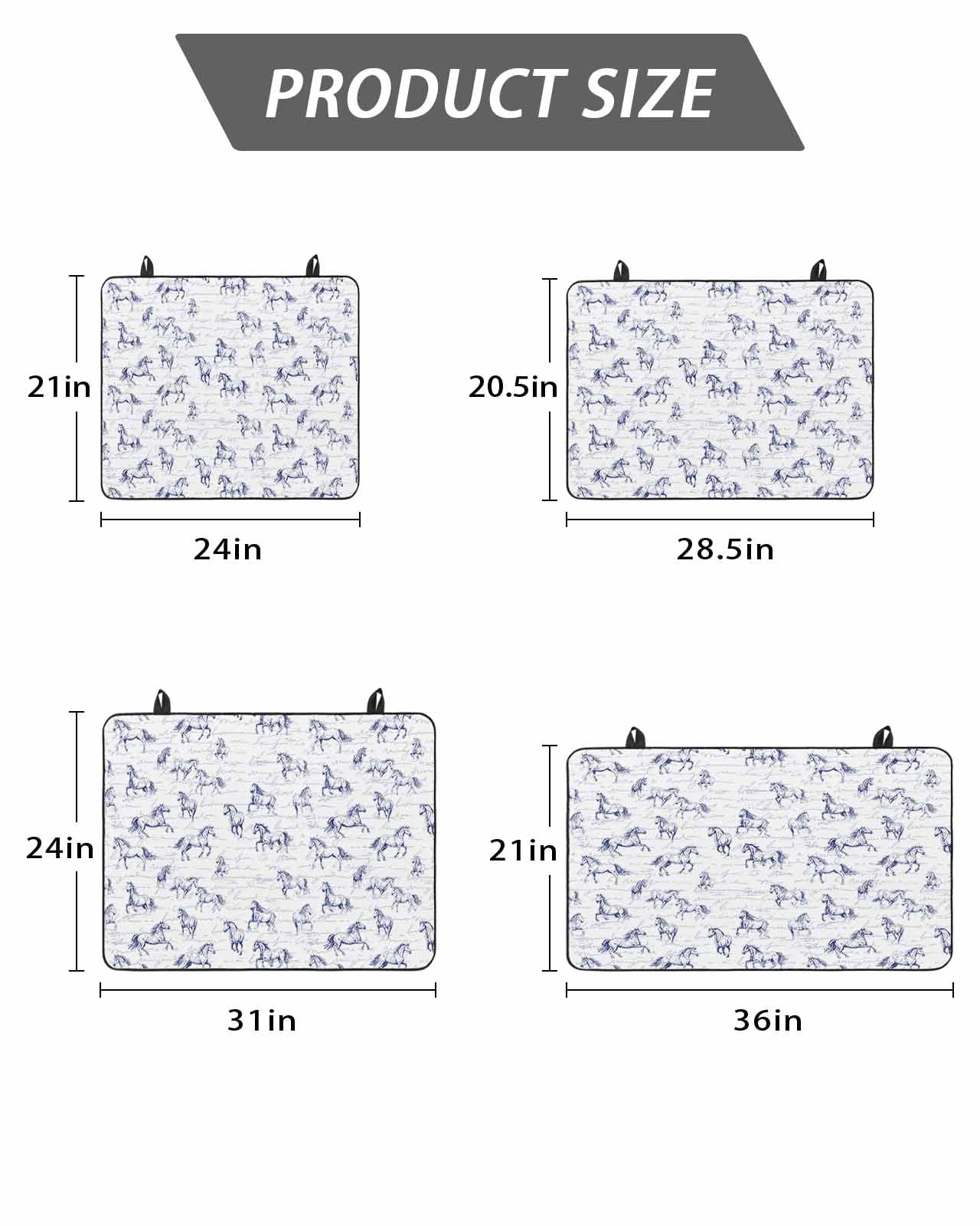 Stove Top Covers for Electric Stove, Blue Horse Glass Stovetop Cover Protector, Watercolor Vintage Animals Induction Cooktop Protector Oven Mat for Kitchen Countertop 24"x21"