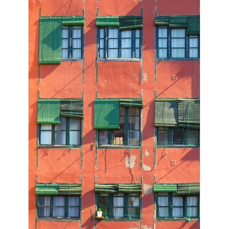 LAMINATED POSTER Red Window Blinds Green Home Glass Facade Poster Print 24 x 36