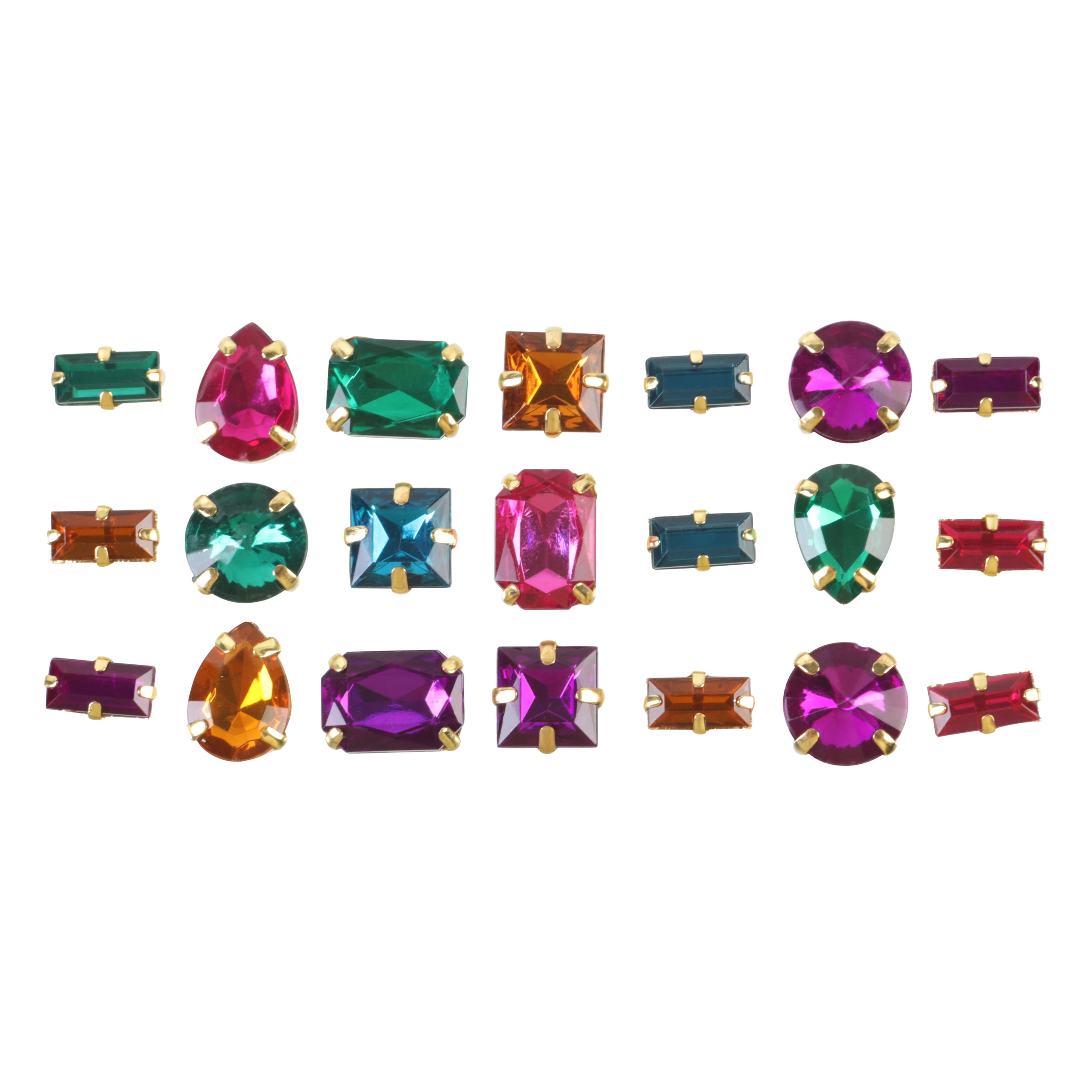 Offray Accessories, Multi-color Adhesive Gems Embellishments, 21 pieces, 1 Package