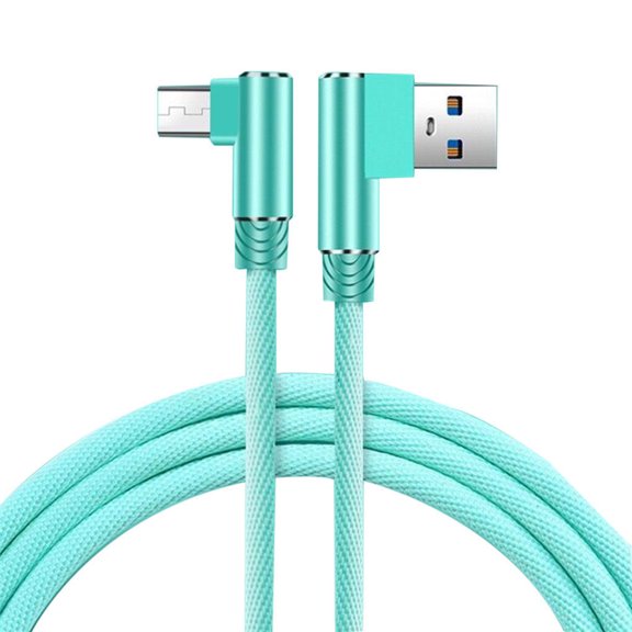 Bearachild Línea de datos tejida de nailon de doble codo de 1/2/3 metros para Android USB 3 .0 Cable de datos de teléfono Cable de repuesto Teléfono y Comunicación Menta verde 3 metros