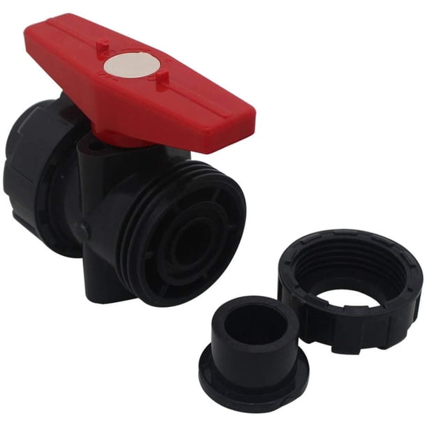 Válvula doble unión para encolar diam 40 mm válvula de bola válvula de bola de pvc válvula de bola esférica para piscina (diámetro interior 40 mm), negro + rojo ZefeiWu 8390614047723