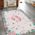 thumbnail image 3 of Pink Flamingo 3'x5' Washable Rug, Tropical Botanical Summer Flower Rustic Non-Slip Area Rugs for Entryway Kitchen Classroom, StainResistant Dorm Throw Carpet, Low Pile Soft Indoor Floor Mat, 3 of 9
