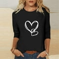 thumbnail image 3 of ABATAB Plus Size Womens 3/4 Sleeve V Neck T Shirts Valentina's Day Spring Shirts Love Heart Printed Gift Casual Tees Clothes, 3 of 6