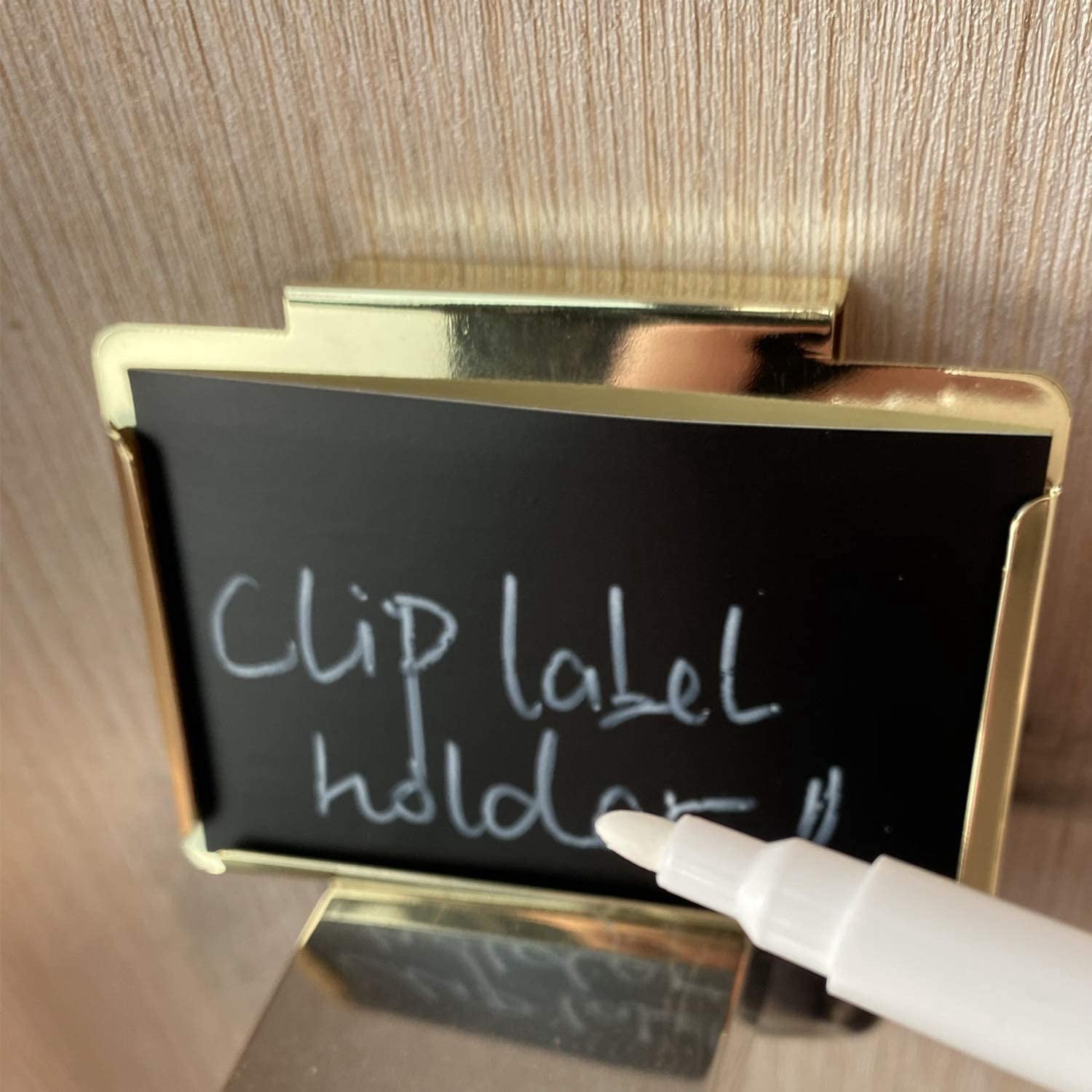 Back to School Basket Bin Label Holder with 60Pcs Chalkboard Stickers Metal Storage Bin Clip Gold 10Pcs