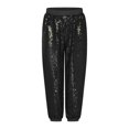 thumbnail image 3 of inlzdz Kids Girls Sequin Hip Hop Jazz Street Disco Dance Pants Performance Bloomers Sweatpants Party Harem Trousers Black 140, 3 of 6