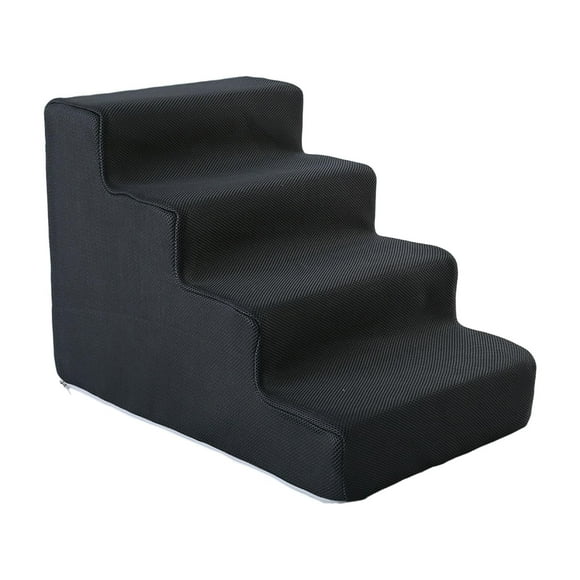 Cat Ramp Dog Stairs Ladder Machine Washable Cover Portable Scratch Resistant Stair Cover Multifunctional for Small Dogs Cats 4 Steps Balck