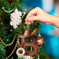 thumbnail image 4 of hulanddfd Christmas 26 Letters Ornaments, 1pc Brown Alphabet with Cowboy Hat Pendant Xmas Haing Decoration for Xmas Tree 3.15"/8cm, 4 of 6