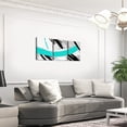 thumbnail image 2 of Black Grey Teal Paintings Wall Decor Brush Strokes Oil Painting Framed Wall Art, Gradient Abstract Vintage Wall Hanging Decor Ombre Graffiti Canvas Wall Art, Contemporary Modern Wall Decoration, 2 of 5