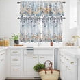 thumbnail image 3 of Coastal Marine Life Kitchen Curtains Valances and Tiers Set of 3 Beige Starfish Blue Plant Leaves Gradient Tier Curtains and Valance with Rod Pocket for Small Windows, 27.5"x36", 3 of 9