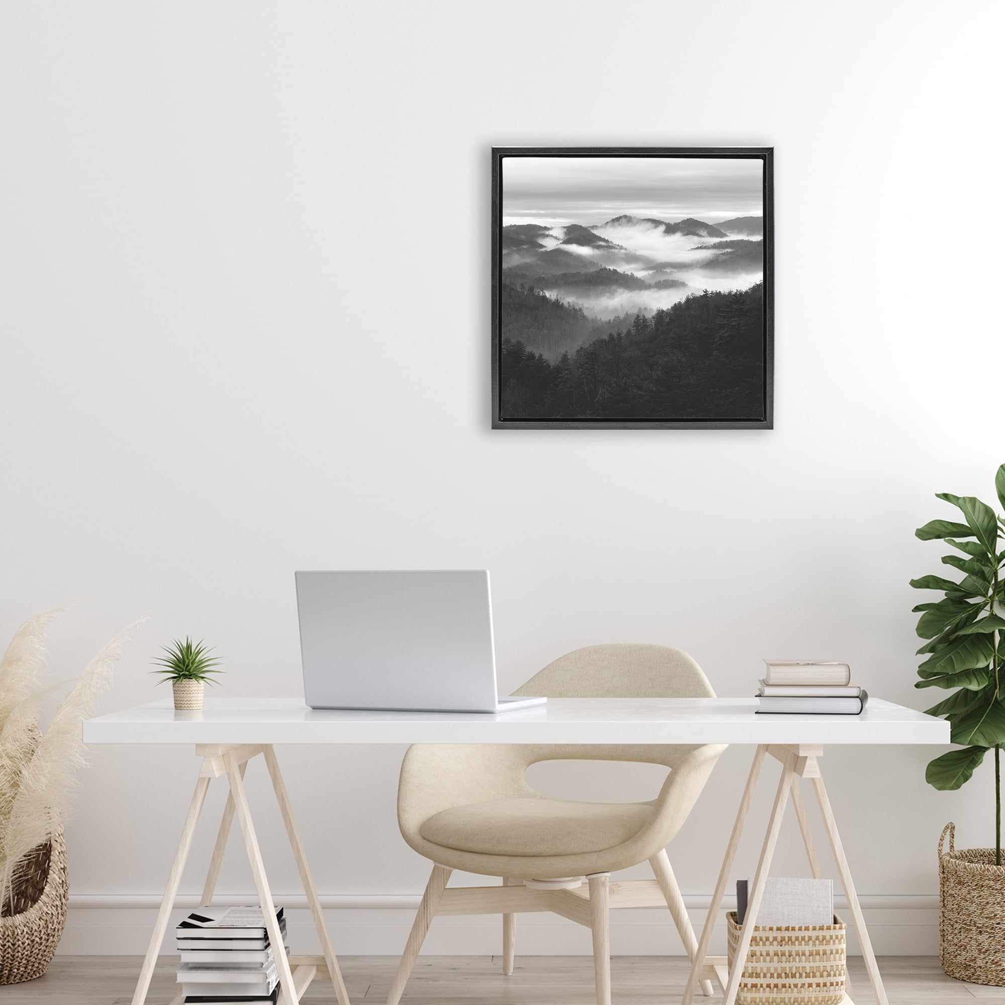 Stupell Industries Smoky Mountains Forest Black Framed Floater Canvas Wall Art, design by Nicholas Bell