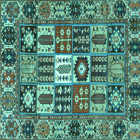Ahgly Company Indoor Square Persian Turquoise Blue Traditional Area Rugs, 8' Square