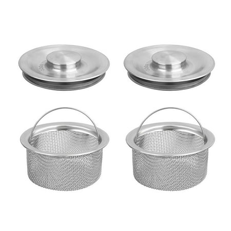 

2 Pcs Kitchen Bathroom Sink Drain Strainer Plug Stainless Steel Filter Basket