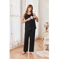 thumbnail image 3 of Ekouaer Maternity Nursing Robe Set 3 Pieces Sleeveless Top, Pregnancy Pants & Robe Double Layer Pajamas, 3 of 6