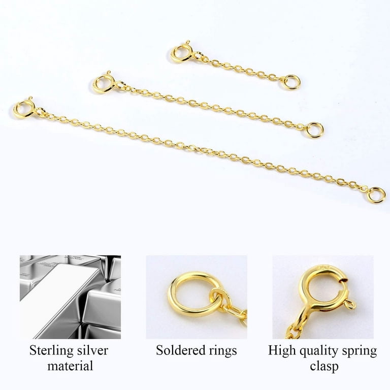 3 Pcs 925 Sterling Silver Necklace Extenders for Women Durable Strong  Removable Necklace Bracelet Anklet Extension for Jewelry Making(1 2 3 Inch