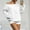 72#White, variant on Women's Casual Off Shoulder Sweatshirt Raglan Sleeve Loose Solid Color Pullover Brown L