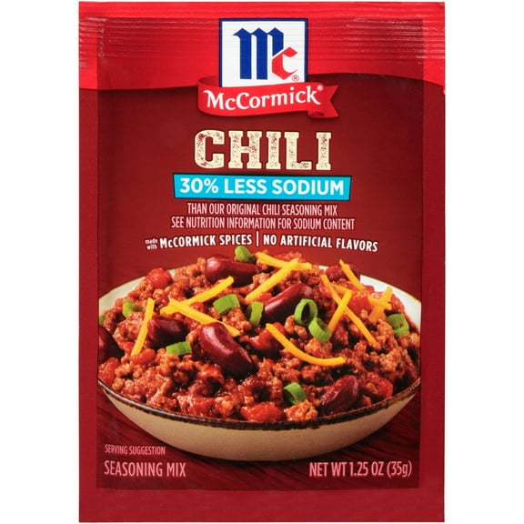 McCormick Less Sodium Chili Seasoning Mix 1.25 oz Envelope (Pack of 10)
