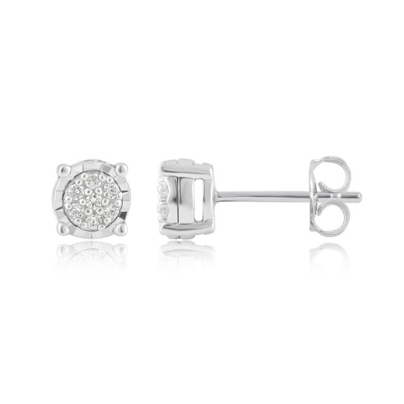1/4 Carat T.W Diamond 10K White Gold Composite Miracle Plated Stud Earring.