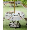 thumbnail image 4 of nqOlkjepod Vintage Floral Bicycle Outdoor Tablecloth with Umbrella Hole & Zipper, Spring Farmhouse Bird Wood Round Table Cover 54 Inch, Dining Waterproof Table Cloth Protector for Patio/Party/Picnic, 4 of 7