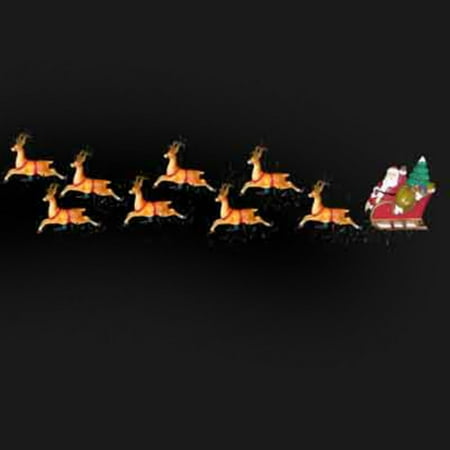 Lighted Reindeer - Kurt Adler 10-Light Santa Sleigh & Eight Reindeer Lights
