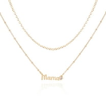 Time and Tru Women's Gold Tone Mama Layered Necklace Set, 2-Piece
