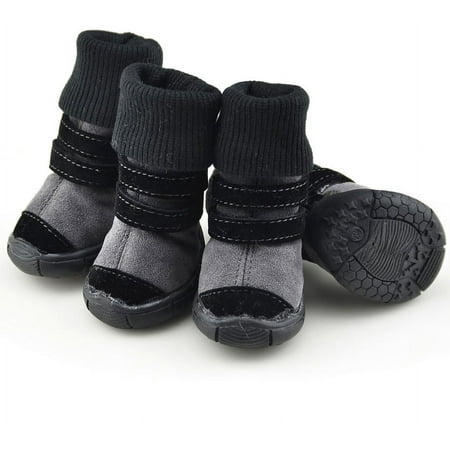 4Pcs Waterproof Pet Dog Boots  Anti-Slip Waterproof Winter Warm PU Dog Shoes  Suitable for Small Medium Large Dog