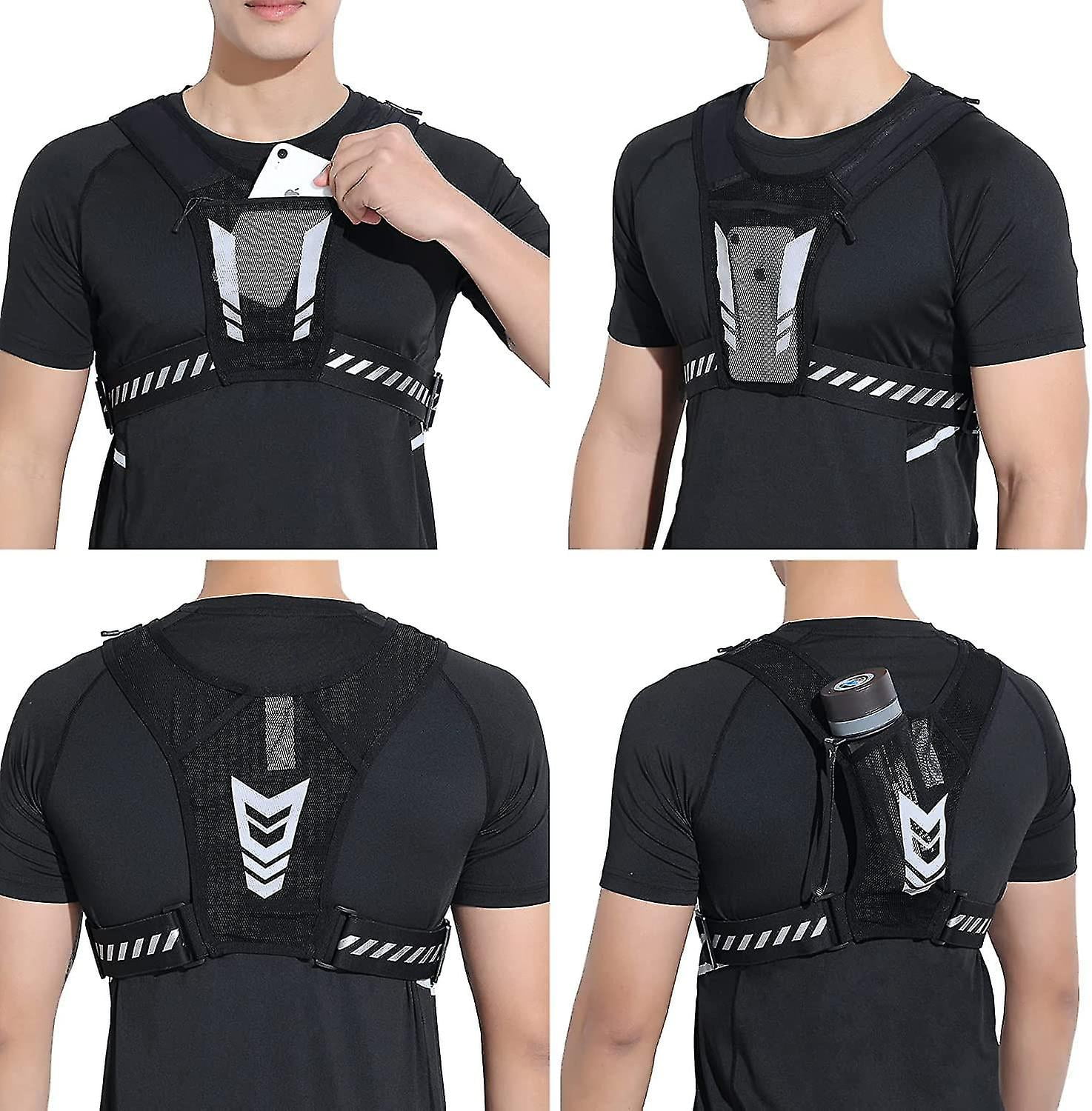 Reflective Running Vest With Phone Pocket - Lightweight Adjustable Jogging Vest For Men & Women