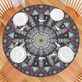 thumbnail image 2 of Stretch Fit Round Tablecloth with Floral Bohemian Pattern, 44 Inch Elastic Hem for 38"-42" Tables, Easy Clean Cover for Daily Protection, 2 of 7