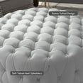 thumbnail image 3 of HOMCOM Tufted Ottoman, Velvet-feel Upholstered Foot Stool with Padded Seat, Round Ottoman Coffee Table for Living Room, Bedroom, Light Gray, 3 of 9