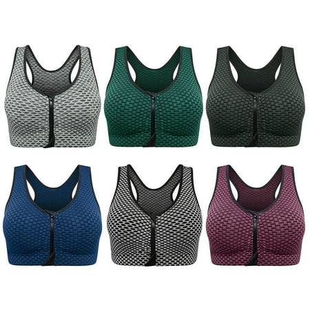 

Women Sports Bra Front Zipper Yoga Bras Padded Stretch Fitness Tops Workout Gym Activewear Yoga Bra for Gym Running Workout Fitness