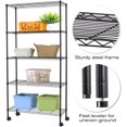 thumbnail image 5 of 5-Tier Shelving Unit Storage Shelves with Wheels Heavy Duty Metal Rack NSF Height Adjustable for Laundry Bathroom Kitchen Garage Pantry Organization -60inx30inx14in(Black), 5 of 7
