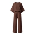thumbnail image 4 of Wide Leg Pants Lounge Set Solid Color Work Blouses Cute Womens Summer Clothes Plus Size Two Piece Short Set Best Two Piece Sets For Women 2 Piece Outfits For Women Womens Two Piece Sets, 4 of 4