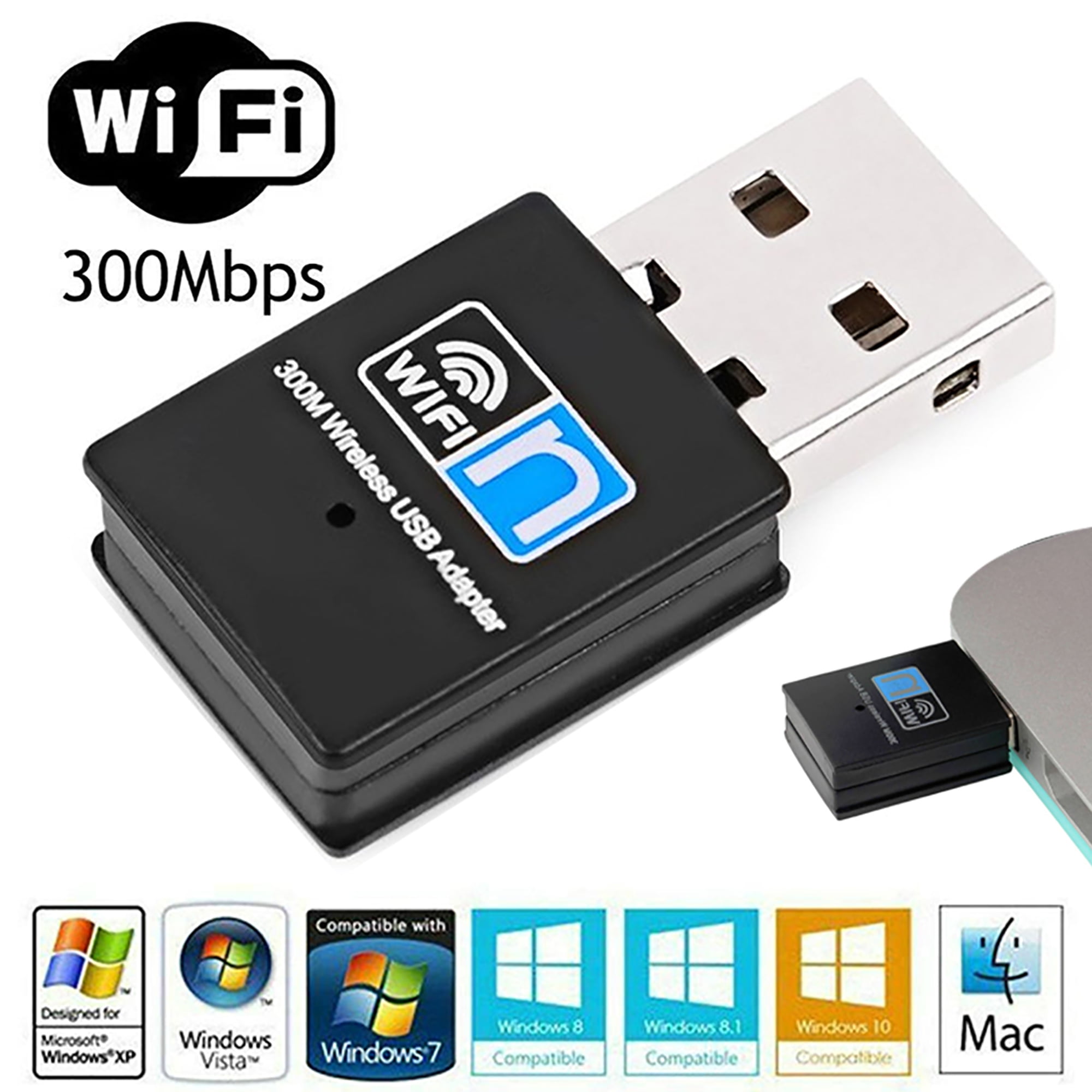 Wireless Smart TV WiFi Mini USB Adapter 300Mbps for Network PC Laptop Dongle 