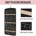 thumbnail image 3 of 1Piece Hanging Jewelry Organizer with Zippered Pockets,Canvas Double Sided Rotating Hanger Necklace,Hanging Wall Organizer Earring Dustproof Black, 3 of 6