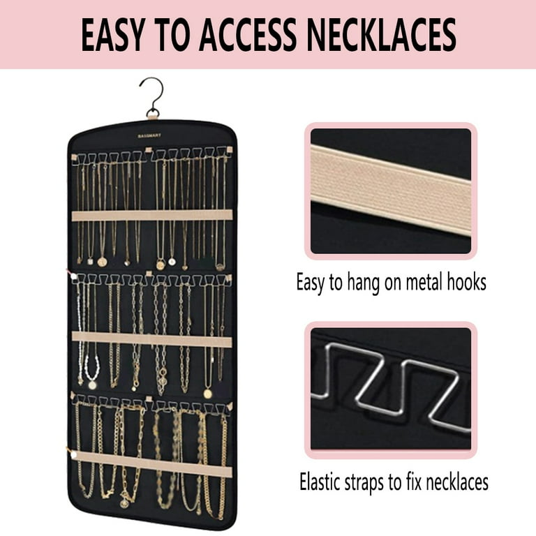 Hanging jewelry organizer with zippered pockets sales