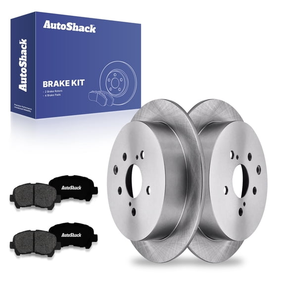 AutoShack 12.17" (309 mm) Rear Solid Brake Rotors   Premium Ceramic Brake Pads | Replacement for 2014 Toyota Highlander | 6-PC Brake Kit