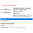 thumbnail image 2 of Wiper Blade Set 2 Piece - Compatible with 2011 - 2018 Ram 1500 2012 2013 2014 2015 2016 2017, 2 of 2