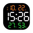 thumbnail image 1 of maskred Digital Wall Clock Temp Date Week Adjustable Display Large Screen Brightness Orange and Green 28 x 28 x 3cm, 1 of 6