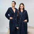 thumbnail image 2 of ShomPort Mens Casual Fleece Pajamas Long Sleeve Ankle Length Thick Robes with Hooded Comfort Fall Winter Soft Open Front Sleepwear, 2 of 6