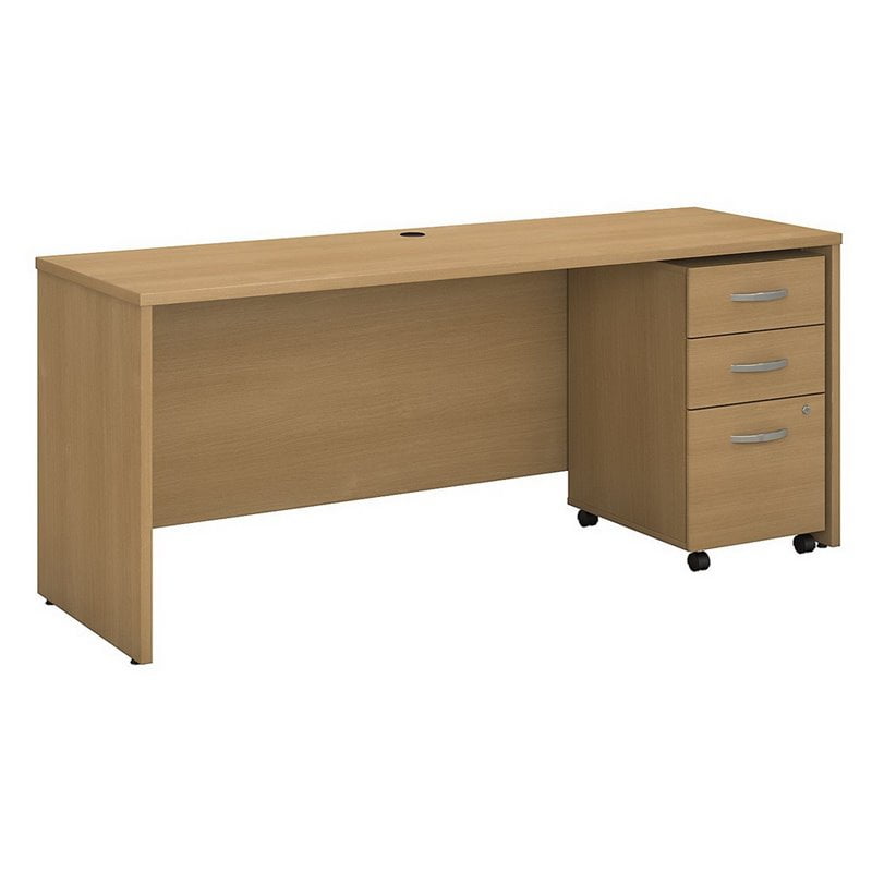 Series C 72w Office Desk With File Cabinet In Light Oak Engineered Wood Walmart Canada