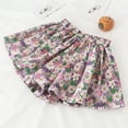thumbnail image 6 of YTCAMLO Mini Skater Skirt for Girls Casual Boho Elastic Waisted Flared Skirts Floral Printed Ruffle Chiffon Skorts Summer Beach Outfits, Purple 1-2Years, 6 of 6