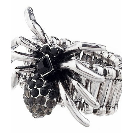 - Elastic Rhinestone Spider Ring - By Ganz