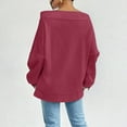 thumbnail image 4 of Women Off Shoulder Sweatshirts with Drawstring Oversized Casual Trendy Pullover Long Sleeve Tops Solid Color (M, Hot Pink), 4 of 7
