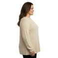 thumbnail image 4 of Turtle Bay New York Women’s Henley Shaker Knit Sweater, Long Sleeve, Button Placket, 4 of 5
