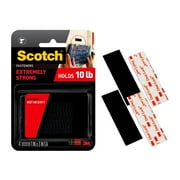 Scotch Extreme Fasteners, Black, Plastic, 1 in x 3 in, 2 Sets, RF6731, Holds 10 lbs