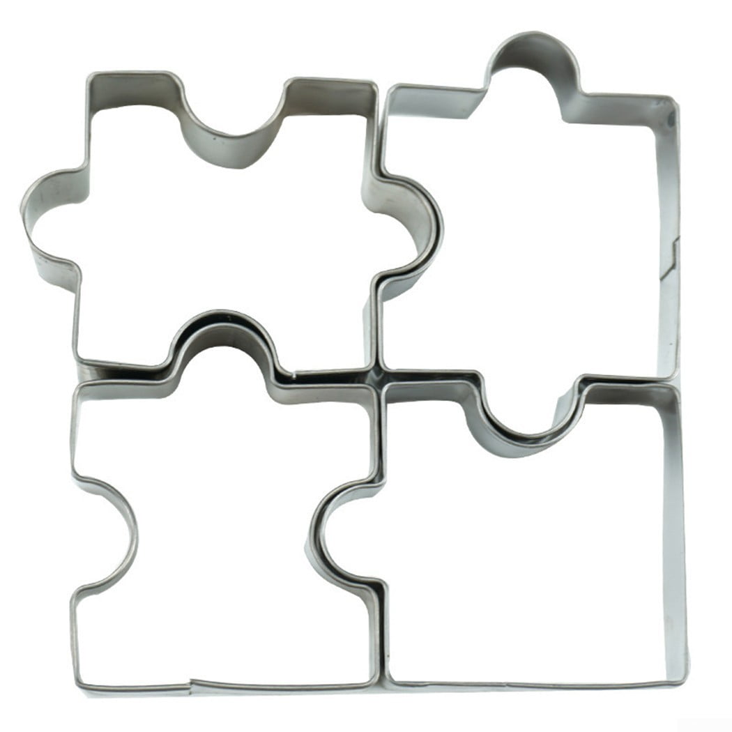 4Pcs/Set Metal Cookie Cutter Puzzle Cake Mold Biscuit Fondant Candy Pastry Mould 